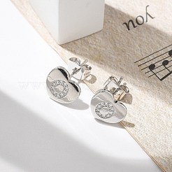 Orecchini a bottone con micro pavé di zirconi chiari in ottone placcato cremagliera&nbsp;EJEW-K299-01P-O