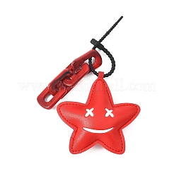 2 pendentif décoratif en similicuir en forme de fleur et d'étoile&nbsp;HJEW-JM04458-02