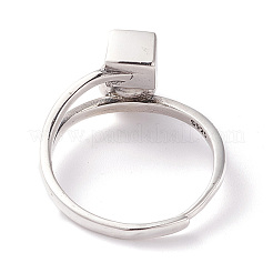 Cubo e perline rotonde 925 anello regolabile in argento sterling da donna&nbsp;STER-G032-10AS