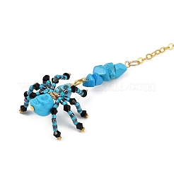 Decorazioni pendenti con perline di vetro e turchese sintetico tinto a tema Halloween&nbsp;HJEW-MZ00282-05