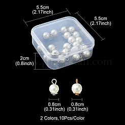 Fascini rotondi della perla d'imitazione della resina di 20pcs 2 colori&nbsp;RESI-YW0001-42