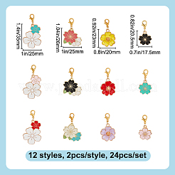 24 stücke 12 stile blume legierung emaille schuhe charme&nbsp;HJEW-DR00090