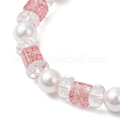 3 bracciale elastico in vetro craquelé e perle di conchiglia&nbsp;BJEW-JB12384
