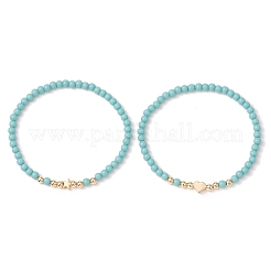 2 ensemble de bracelets extensibles en perles de verre de 2 styles pour femmes&nbsp;BJEW-JB11373-05