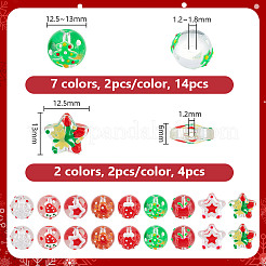 18 Stück 9 Stile Weihnachtsthema handgefertigte Glasperlen&nbsp;GLAA-GA0002-10