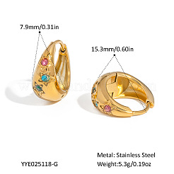 Boucles d'oreilles créoles en acier inoxydable avec strass colorés&nbsp;GL4327-1