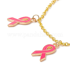 Braccialetto rosa di fascino dello smalto della lega del nastro di consapevolezza del cancro al seno&nbsp;BJEW-JB09159