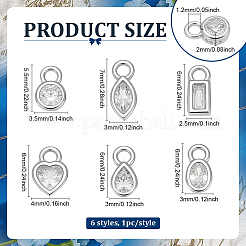 6 pièce 6 styles 925 breloques en argent sterling avec strass en cristal pavé&nbsp;STER-BC0003-72