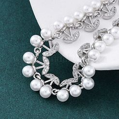 Kirsche Messing Micro Pave klare Zirkonia Gliederarmbänder für Frauen&nbsp;BJEW-G740-02P