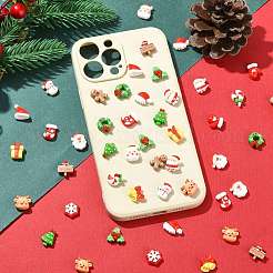 90 Stück 18 Stile Weihnachtsmotiv Mini Opak Resin Decoden Cabochons&nbsp;CRES-CJ0001-71