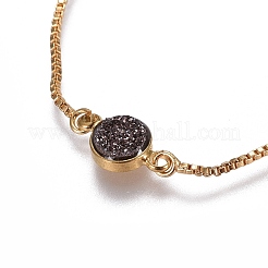 Galvanisierte natürliche Druzy Achat Slider Armbänder&nbsp;BJEW-JB04157-M