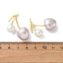 Orecchini a bottone in ottone color ciliegia&nbsp;EJEW-V017-01D-G