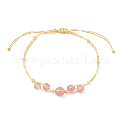 Bracelets tressés en perles rondes de verre de quartz cerise synthétique pour femmes&nbsp;BJEW-JB11980