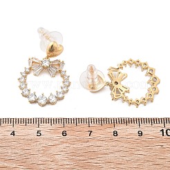 Orecchini a bottone in ottone con zirconi chiari&nbsp;EJEW-D301-06G-01