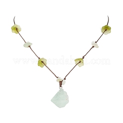 Colgante de pepitas de piedra natural en bruto con flor de lampwork hecha a mano&nbsp;NJEW-TA00210-01