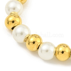 Collane con perle rotonde in acciaio inossidabile 304 da 8 mm e acciaio inossidabile 201 e plastica per le donne&nbsp;NJEW-G144-03G