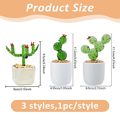 3 pièce de décoration d'affichage de cactus en lampwork de 3 styles&nbsp;DJEW-DC0001-16B