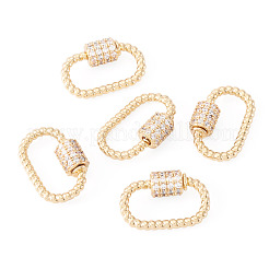 5 Stück Messing Micro Pave klare Zirkonia Schraubkarabiner Verschluss Charms&nbsp;KK-TA0003-16