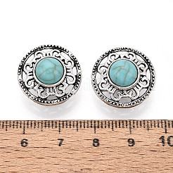 Zinkmetalllegierung und natürliche türkisfarbene Knöpfe&nbsp;BUTT-WH0057-001C-AS