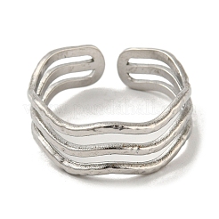 Anillo de puño abierto de triple línea de acero inoxidable 304 que no se deslustra&nbsp;RJEW-C067-07P