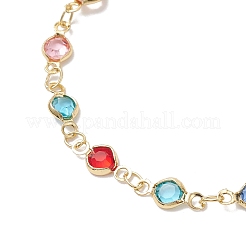 Bracelets à maillons ronds plats en laiton et verre pour femmes&nbsp;BJEW-JB12382