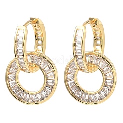 Pendientes de aro de latón con micro circonitas y cubic zirconia transparente&nbsp;EJEW-C181-09G