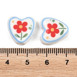 Cuentas de porcelana con estampado floral&nbsp;PORC-A033-01B