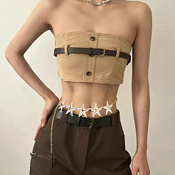 Böhmische Legierung weißer Emaille mit eisernen Seestern-Gliedern Bauchketten für Frauen&nbsp;AJEW-WH20006-348