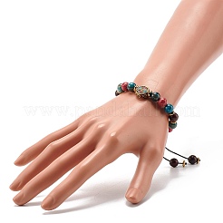 Rundes geflochtenes Perlenarmband aus natürlichem Apatit und kaiserlichem Jaspis&nbsp;BJEW-JB07125