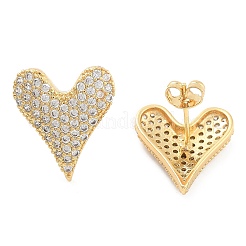 Orecchini a bottone in ottone con zirconi chiari e micro pavè&nbsp;EJEW-U005-12C-G