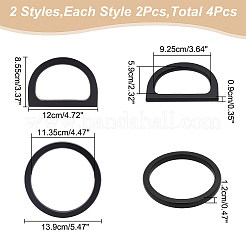 4 Stück 2 Stile Holz-D-Ring & runde Ring-Taschengriffe&nbsp;DIY-WR0002-58