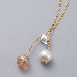 Colliers à pendentif en perles de verre et perles de verre écologiques&nbsp;NJEW-JN02622-02
