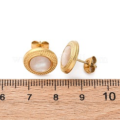 Ohrstecker aus natürlichem weißen Muschel-Edelstahl 304&nbsp;EJEW-Z103-04G-02