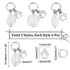 18pcs porte-clés en cristal de quartz naturel&nbsp;HJEW-CA0001-20