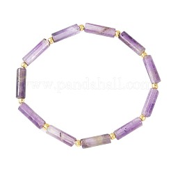 Stretcharmbänder aus natürlichen Amethystsäulenperlen mit Messingperlen&nbsp;WH3970