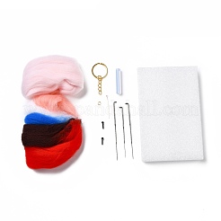 Femme avec chat kit de feutrage à l'aiguille porte-clés bricolage&nbsp;DIY-I098-03