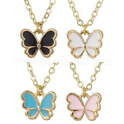 Colliers à pendentif papillon en alliage émaillé&nbsp;NJEW-JN05143