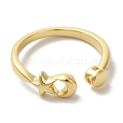 Offene Manschettenringe aus Messing mit Mond und Stern für Damen&nbsp;RJEW-L123-102G