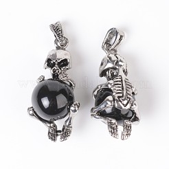 Natürliche schwarze Achat-Anhänger&nbsp;G-M352-04I-FF