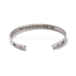 Brazalete abierto de acero inoxidable 304 que no se deslustra&nbsp;BJEW-G653-01P-04