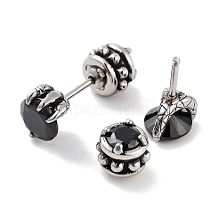 Ohrstecker aus chirurgischem Edelstahl 316 mit schwarzem Zirkonia für Damen und Herren&nbsp;EJEW-Z050-36AS