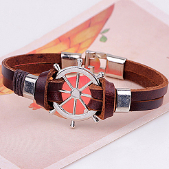 Ruder-Legierung Lederband Link Armbänder&nbsp;BJEW-P0001-13