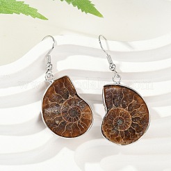 Fossile Spirale baumeln Ohrringe&nbsp;EJEW-P153-01