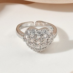 Messing Micro Pave Zirkonia Manschette offene Ringe&nbsp;RJEW-C163-03A-P