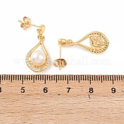 Boucles d'oreilles pendantes en laiton serties de micro-pavés de zirconiums cubiques transparents&nbsp;EJEW-C172-07G