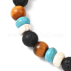 Stretch-Armbänder aus synthetischem Türkis und natürlichem Lavastein&nbsp;BJEW-JB12638