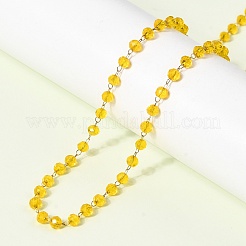 Colliers pour femmes en acier inoxydable 304 avec perles rondelles en verre facettées&nbsp;NJEW-G195-01G-01