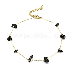 Fußkettchen aus Perlen mit natürlichen Edelsteinsplittern und PVD-Vakuumbeschichtung&nbsp;AJEW-Z008-02
