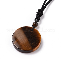 Collar con colgante de trisquel de ojo de tigre natural/triskelion con cordón de nailon para mujer&nbsp;NJEW-E091-01C