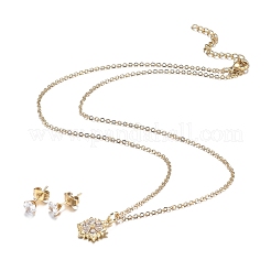 Ensembles de bijoux de Noël en acier inoxydable 304 avec strass&nbsp;SJEW-H301-06G